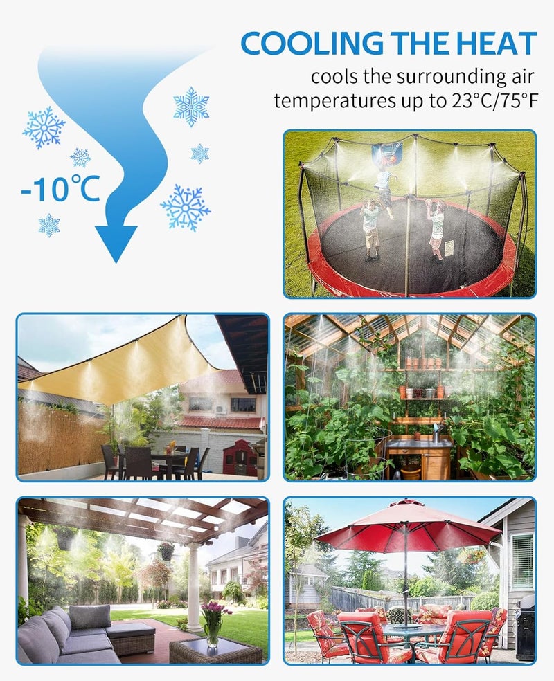 homenote 20 عبوة من فوهات الرذاذ النحاسية و5 عبوات من فوهات تي للمراوح لنظام التبريد الخارجي، بدائل لفوهات الرذاذ لأنابيب 1/4 بوصة - Image 4